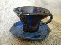 Blue coffee cup and saucer
